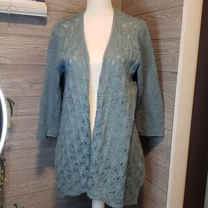 Sonoma Life + Style Mineral Blue Lacy Knit Cardigan Size Large